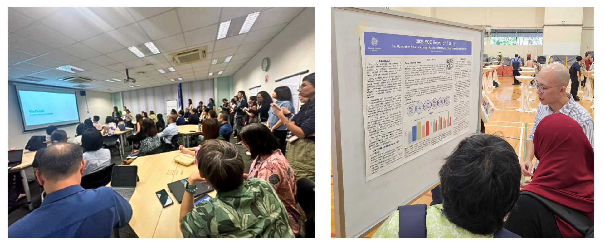 Positive audience response to SEAB's innovative research findings at the MOE Forum, including an exhibit presentation